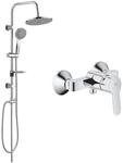 Belvit GROHE BauEdge Einhand Duschset, Chrom Grau | SmoothControl...