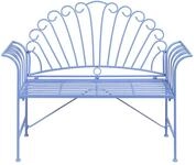 Beliani 2-Sitzer Gartenbank Metall hellblau 125 cm verschn&ouml;rkelt franz&ouml;sisches