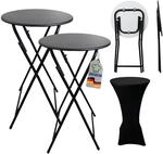 CHEFGASTRO 2XStehtisch mit Husse klappbar rund 60cm H&ouml;he 110cm In- & Outdoor...