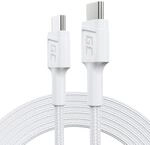 Green Cell PowerStream 2m USB C - Typ C Wei&szlig;es Kabel Nylon Ladekabel