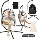 ONBEST H&auml;ngesessel mit Gestell Grau, 360&deg; H&auml;ngestuhl Outdoor Indoor,...