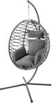 H&auml;ngesessel Ibiza - 110x68cm - anthrazit - Polyrattan mit Kissen |...