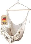 Intirilife Boho H&auml;ngesessel Makramee Baumwolle Beige 120 x 100 cm, H&auml;ngestuhl...