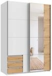 luma-Home 22676/ Schwebet&uuml;renschrank 2-t&uuml;rig, Wei&szlig;&Eiche Artisan, Spiegel 