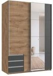 luma-Home 22678/ Schwebet&uuml;renschrank 2-t&uuml;rig, Eiche Dekor & Grafit,Spiegel 