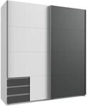 luma-Home 22689/ Schwebet&uuml;renschrank 2-t&uuml;rig, Wei&szlig; & Absetzungen Grafit 