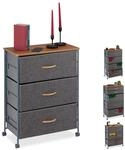 Relaxdays Schubladenschrank mit Rollen, 3 Stoff Schubladen, Deko Stoffschrank,