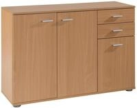 Home4You Kommode mit 3 T&uuml;ren und 2 Schubladen - Buche Dekor - 106 cm breit -
