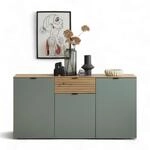 INA Sideboard Kommode in Schilfgr&uuml;n und Artisan Eiche Optik | 180 x 90 x 45 cm