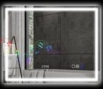 HOMCOM Badspiegel mit Beleuchtung 100x80 cm LED Spiegel Uhr Silber |...