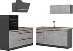 Vicco K&uuml;chenzeile R-Line, Beton/Anthrazit 160 cm | 6 Module &middot;...