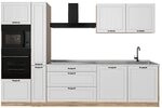 Vicco K&uuml;chenzeile R-Line, Wei&szlig; Landhaus/Goldkraft Eiche 310 cm | 7 Module &middot;