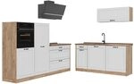 Vicco K&uuml;chenzeile R-Line, Wei&szlig; Landhaus/Goldkraft Eiche 220 cm | 7 Module &middot;