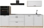 Vicco K&uuml;chenzeile R-Line, Wei&szlig; Landhaus/Goldkraft Eiche 280 cm | 5 Module &middot;
