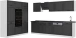 Vicco K&uuml;chenzeile R-Line, Anthrazit Landhaus/Wei&szlig; 180 cm | 12 Module &middot;