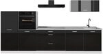 Vicco K&uuml;chenzeile R-Line, Schwarz Hochglanz/Wei&szlig; 340 cm | 6 Module &middot;