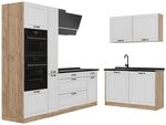 Vicco Eckk&uuml;che R-Line, Wei&szlig; Landhaus/Goldkraft Eiche 230 x 120 cm | 8 Module...