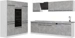 Vicco K&uuml;chenzeile R-Line, Beton/Wei&szlig; 180 cm | 12 Module &middot; H&ouml;henverstellbare