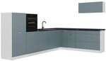 Vicco Eckk&uuml;che R-Line, Blau-Grau/Wei&szlig; 327 x cm | 8 Module &middot;...