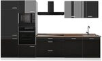Vicco K&uuml;chenzeile R-Line, Schwarz Hochglanz/Wei&szlig; 340 cm | 7 Module &middot;