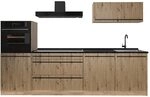 Vicco K&uuml;chenzeile R-Line, Artisan-Eiche/Goldkraft Eiche 280 cm | 5 Module &middot;
