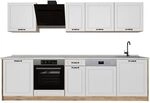 Vicco K&uuml;chenzeile R-Line, Wei&szlig; Landhaus/Goldkraft Eiche 280 cm | 9 Module &middot;