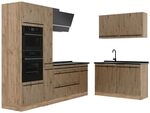 Vicco Eckk&uuml;che R-Line, Artisan-Eiche/Goldkraft Eiche 230 x 120 cm | 8 Module &middot;