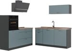 Vicco K&uuml;chenzeile R-Line, Blau-Grau/Anthrazit 160 cm | 6 Module &middot;
