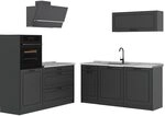 Vicco K&uuml;chenzeile R-Line, Anthrazit Landhaus/Anthrazit 160 cm | 6 Module &middot;