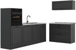 Vicco K&uuml;chenzeile R-Line, Anthrazit Landhaus/Anthrazit 220 cm | 6 Module &middot;