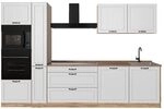Vicco K&uuml;chenzeile R-Line, Wei&szlig; Landhaus/Goldkraft Eiche 310 cm | 7 Module &middot;