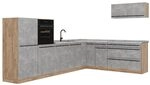 Vicco Eckk&uuml;che R-Line, Beton/Goldkraft Eiche 327 x cm | 8 Module &middot;