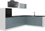 Vicco Eckk&uuml;che R-Line, Blau-Grau/Wei&szlig; 287 x cm | 12 Module &middot;...