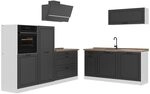 Vicco K&uuml;chenzeile R-Line, Anthrazit Landhaus/Wei&szlig; 220 cm | 7 Module &middot;