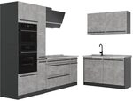 Vicco Eckk&uuml;che R-Line, Beton/Anthrazit 230 x 120 cm | 8 Module &middot;...