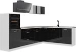 Vicco Eckk&uuml;che R-Line, Schwarz Hochglanz/Wei&szlig; 287 x cm | 12 Module &middot;