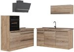 Vicco K&uuml;chenzeile R-Line, Sonoma/Goldkraft Eiche 160 cm | 6 Module &middot;