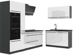 Vicco Eckk&uuml;che R-Line, Wei&szlig; Hochglanz/Anthrazit 230 x 120 cm | 8 Module &middot;