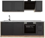 Vicco K&uuml;chenzeile R-Line, Anthrazit Landhaus/Goldkraft Eiche 220 cm | 7 Module...