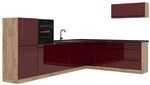 Vicco Eckk&uuml;che R-Line, Rot Hochglanz/Goldkraft Eiche 327 x cm | 8 Module &middot;
