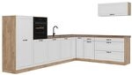 Vicco Eckk&uuml;che R-Line, Wei&szlig; Landhaus/Goldkraft Eiche 327 x cm | 8 Module &middot;