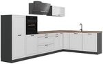 Vicco Eckk&uuml;che R-Line, Wei&szlig; Landhaus/Anthrazit 347 x cm | 8 Module &middot;