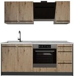 Vicco Singlek&uuml;che R-Line, Artisan-Eiche/Anthrazit 180 cm | 5 Module &middot;