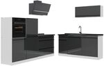 Vicco K&uuml;chenzeile R-Line, Anthrazit Hochglanz/Wei&szlig; 220 cm | 7 Module &middot;