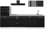 Vicco K&uuml;chenzeile R-Line, Schwarz Hochglanz/Wei&szlig; 280 cm | 5 Module &middot;