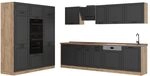Vicco K&uuml;chenzeile R-Line, Anthrazit Landhaus/Goldkraft Eiche 180 cm | 12...