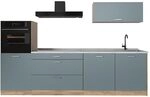 Vicco K&uuml;chenzeile R-Line, Blau-Grau/Goldkraft Eiche 280 cm | 5 Module &middot;