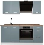 Vicco Singlek&uuml;che R-Line, Blau-Grau/Wei&szlig; 180 cm | 5 Module &middot;...