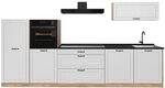 Vicco K&uuml;chenzeile R-Line, Wei&szlig; Landhaus/Goldkraft Eiche 340 cm | 6 Module &middot;