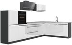 Vicco Eckk&uuml;che R-Line, Wei&szlig; Hochglanz/Anthrazit 347 x cm | 8 Module &middot;